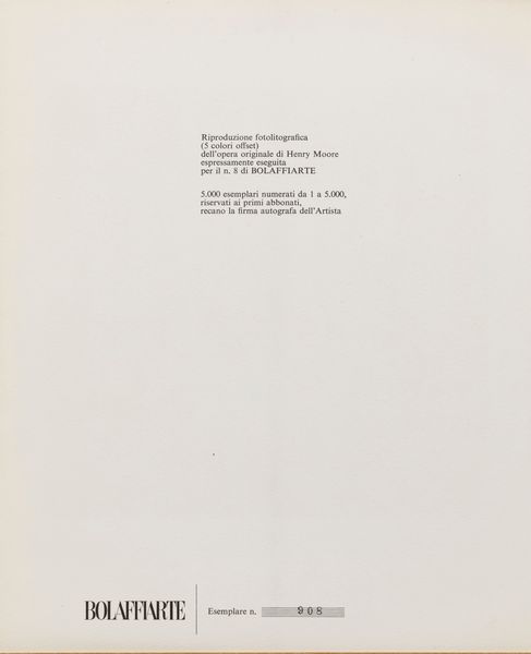 Henry Moore : Senza titolo  - Asta Multipli e grafica internazionale - Associazione Nazionale - Case d'Asta italiane