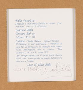 Giacomo Balla : Fiore futurista  - Asta Multipli e grafica internazionale - Associazione Nazionale - Case d'Asta italiane