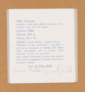 Giacomo Balla : Fiore futurista  - Asta Multipli e grafica internazionale - Associazione Nazionale - Case d'Asta italiane
