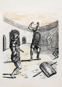 Giorgio de Chirico : Gladiatori nell'arena  - Asta Multipli e grafica internazionale - Associazione Nazionale - Case d'Asta italiane