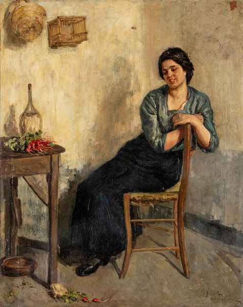 Enrico Felisari : In cucina  - Asta Importanti Dipinti e Sculture / Arte Figurativa tra XIX e XX Secolo - Parte 2 - Associazione Nazionale - Case d'Asta italiane