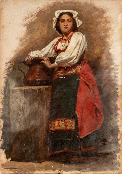 Attribuito a Enrico Bartolomei (Foligno 1815-Roma 1901) : La ciociara  - Asta Importanti Dipinti e Sculture / Arte Figurativa tra XIX e XX Secolo - Parte 2 - Associazione Nazionale - Case d'Asta italiane