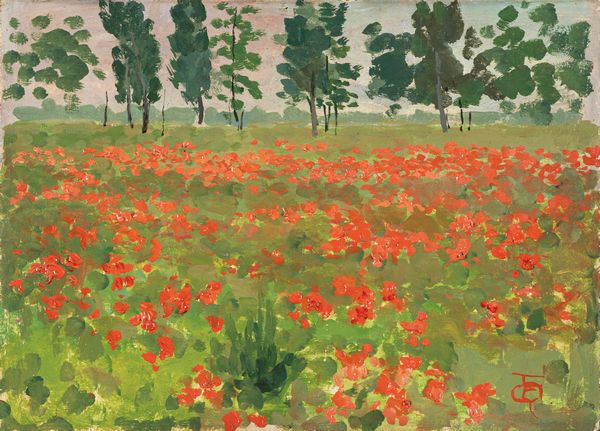 Emilio Quadrelli : Campo con papaveri  - Asta Importanti Dipinti e Sculture / Arte Figurativa tra XIX e XX Secolo - Parte 2 - Associazione Nazionale - Case d'Asta italiane