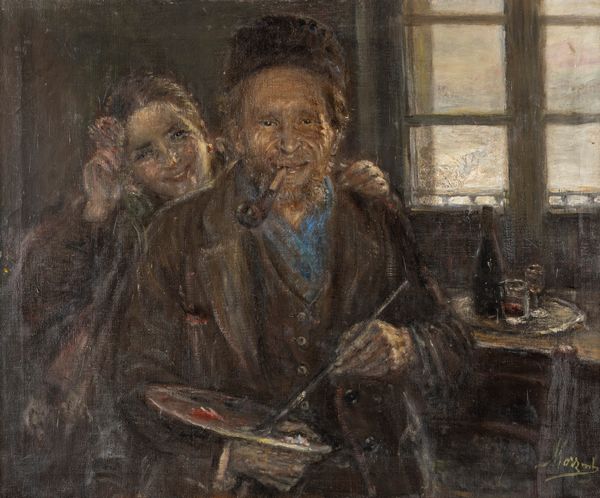 Natale Morzenti : Il pittore e la modella  - Asta Importanti Dipinti e Sculture / Arte Figurativa tra XIX e XX Secolo - Parte 2 - Associazione Nazionale - Case d'Asta italiane