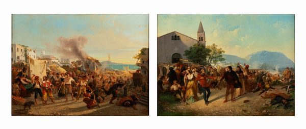 Giulio Gorra : Masaniello e I Vespri Siciliani  - Asta Importanti Dipinti e Sculture / Arte Figurativa tra XIX e XX Secolo - Parte 2 - Associazione Nazionale - Case d'Asta italiane