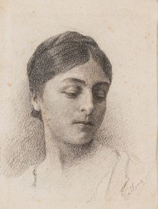 Cesare Tallone - Ritratto di giovane donna