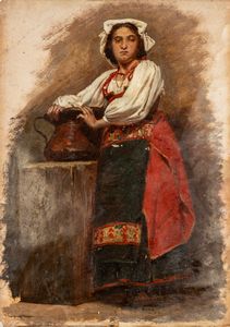 Attribuito a Enrico Bartolomei (Foligno 1815-Roma 1901) - La ciociara