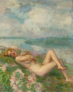 Riccardo Galli - Sogno di primavera (Nudo femminile sul lago di Como)