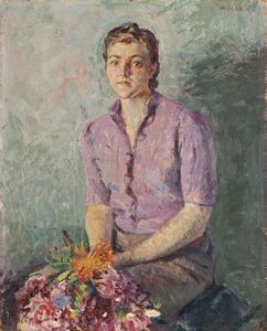 Ada Schalk - Ritratto di ragazza con fiori