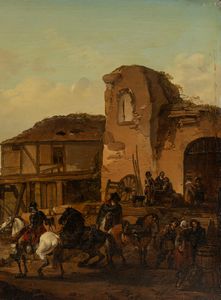 GIOVANNI MIGLIARA : Scena di vita popolare  - Asta Importanti Dipinti e Sculture / Arte Figurativa tra XIX e XX Secolo - Parte 2 - Associazione Nazionale - Case d'Asta italiane