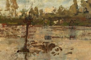 Emilio Gola : Paesaggio  - Asta Importanti Dipinti e Sculture / Arte Figurativa tra XIX e XX Secolo - Parte 2 - Associazione Nazionale - Case d'Asta italiane