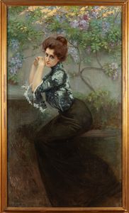 Aleardo Villa : La pensierosa  - Asta Importanti Dipinti e Sculture / Arte Figurativa tra XIX e XX Secolo - Parte 2 - Associazione Nazionale - Case d'Asta italiane