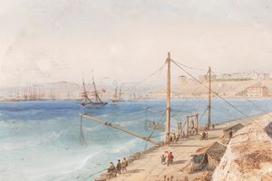 Carlo Bossoli : Veduta del Porto di Odessa  - Asta Importanti Dipinti e Sculture / Arte Figurativa tra XIX e XX Secolo - Parte 2 - Associazione Nazionale - Case d'Asta italiane