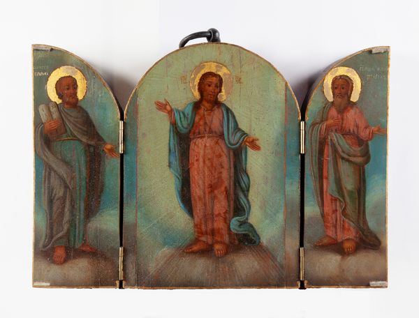 Iconografo russo del XIX secolo : Trittico raffigurante la Trasfigurazione  - Asta Antiquariato - Icone, Arredi, Sculture, Oggetti d'Arte - Associazione Nazionale - Case d'Asta italiane