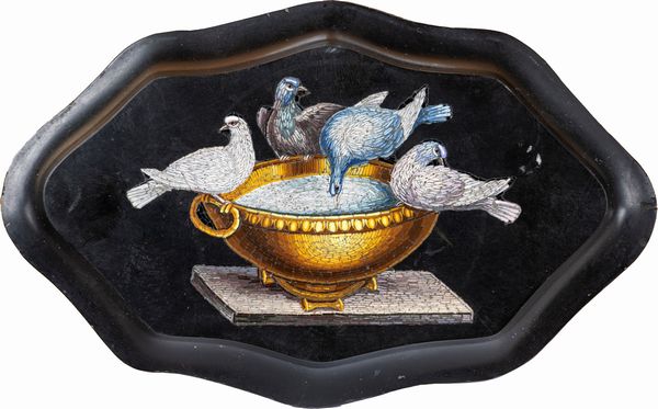 Fermacarte con mosaico minuto raffigurante Colombe di Plinio, seconda met del XIX secolo  - Asta Antiquariato - Icone, Arredi, Sculture, Oggetti d'Arte - Associazione Nazionale - Case d'Asta italiane