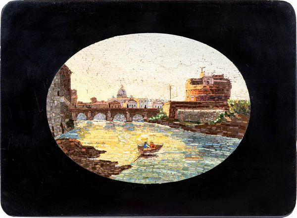 Placca in marmo nero con mosaico minuto raffigurante veduta di Roma, seconda met� del XIX secolo  - Asta Antiquariato - Icone, Arredi, Sculture, Oggetti d'Arte - Associazione Nazionale - Case d'Asta italiane