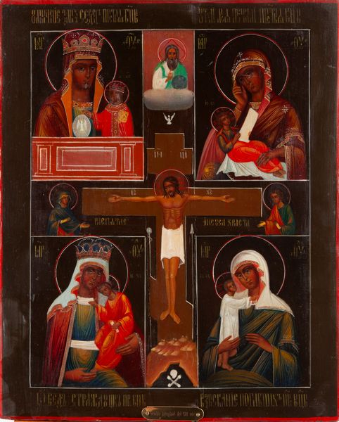 Iconografo russo del XIX secolo : Icona quadripartita con quattro Madonne e crocifisso  - Asta Antiquariato - Icone, Arredi, Sculture, Oggetti d'Arte - Associazione Nazionale - Case d'Asta italiane