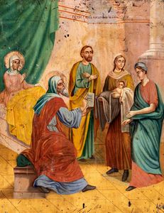 Iconografo russo del XIX secolo - Nativit di Giovanni il Battista