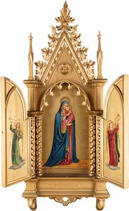 Scuola italiana del XIX secolo - Madonna della tenerezza con gli arcangeli Michele e Gabriele