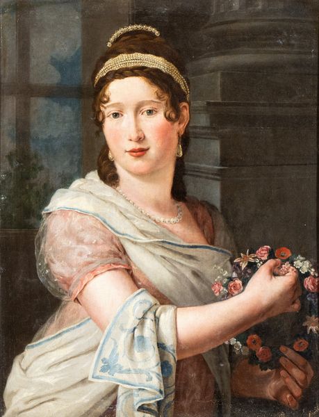 Artista francese, XIX secolo : Ritratto di gentildonna in veste di Flora  - Asta Dipinti antichi dal XIV al XIX secolo. Con una selezione di sculture - Associazione Nazionale - Case d'Asta italiane