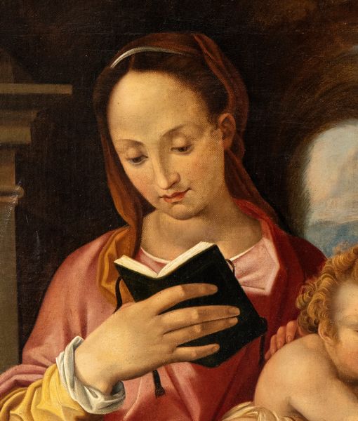 Artista anonimo, XVIII - XIX secolo : Madonna con Bambino e San Giovannino  - Asta Dipinti antichi dal XIV al XIX secolo. Con una selezione di sculture - Associazione Nazionale - Case d'Asta italiane