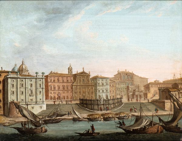 Artista attivo a Roma, XVIII secolo : Veduta del porto di Ripetta  - Asta Dipinti antichi dal XIV al XIX secolo. Con una selezione di sculture - Associazione Nazionale - Case d'Asta italiane