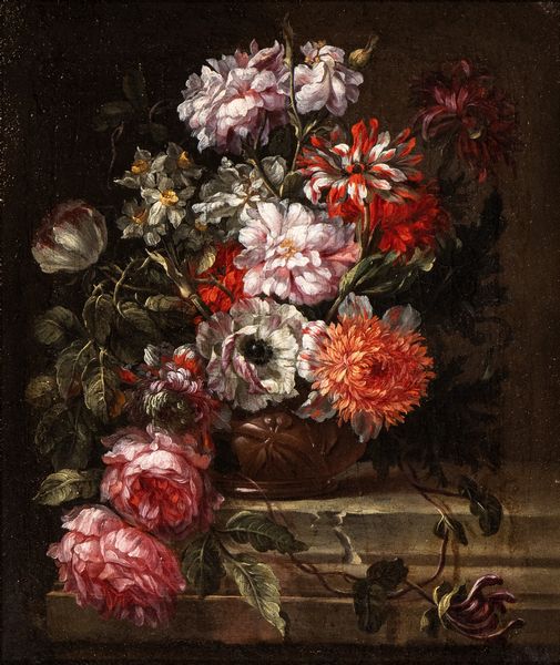 Gaspar Peeter  Verbruggen  Il Giovane : Bouquet di fiori in un vaso metallico  - Asta Dipinti antichi dal XIV al XIX secolo. Con una selezione di sculture - Associazione Nazionale - Case d'Asta italiane