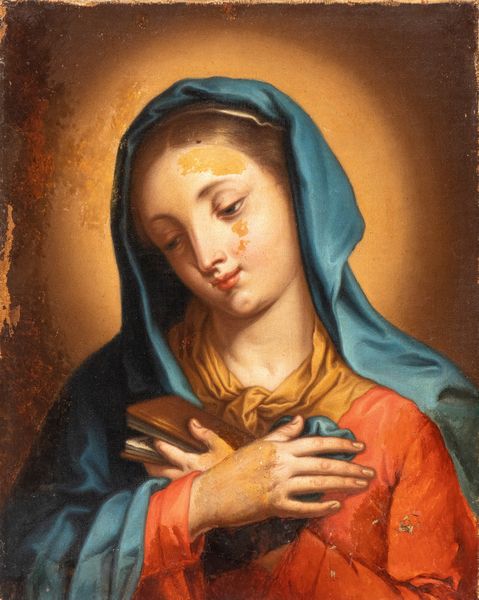 Scuola romana, XVII - XVIII secolo : Vergine orante con libro  - Asta Dipinti antichi dal XIV al XIX secolo. Con una selezione di sculture - Associazione Nazionale - Case d'Asta italiane