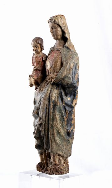 Artista toscano, XIV - XV secolo : Madonna con il Bambino  - Asta Dipinti antichi dal XIV al XIX secolo. Con una selezione di sculture - Associazione Nazionale - Case d'Asta italiane