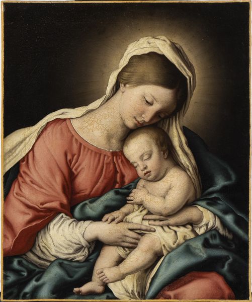 Giovanni Battista Salvi Sassoferrato : Madonna con Bambino  - Asta Dipinti antichi dal XIV al XIX secolo. Con una selezione di sculture - Associazione Nazionale - Case d'Asta italiane