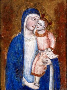 Ambrogio Lorenzetti, nei modi di : Madonna con Bambino  - Asta Dipinti antichi dal XIV al XIX secolo. Con una selezione di sculture - Associazione Nazionale - Case d'Asta italiane