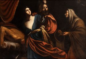 Artista caravaggesco attivo a Napoli, prima metà XVII secolo - Giuditta con la testa di Oloferne