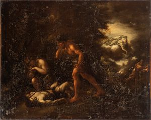 Artista attivo a Napoli, XVII secolo - Adamo ed Eva trovano il corpo di Abele