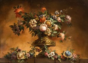 Nicola Giuli : Natura morta di fiori in un vaso  - Asta Dipinti antichi dal XIV al XIX secolo. Con una selezione di sculture - Associazione Nazionale - Case d'Asta italiane