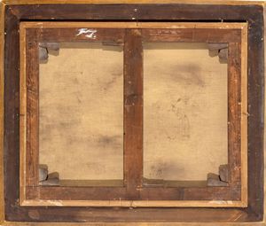 Artista veneto, XVIII secolo : Paesaggio con sosta di viandanti, monaci e lavandaie presso un torrente  - Asta Dipinti antichi dal XIV al XIX secolo. Con una selezione di sculture - Associazione Nazionale - Case d'Asta italiane