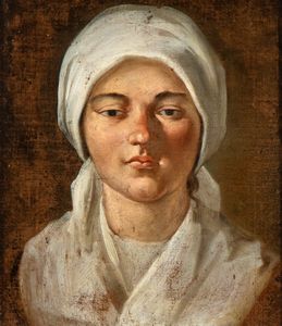 Jean Michelin, Attribuito a - Ritratto di fanciulla con velo