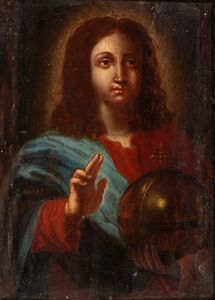 Artista lombardo, XVII secolo - Salvator Mundi
