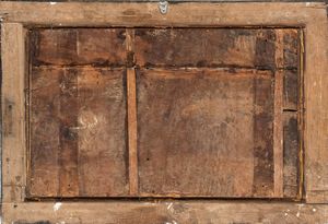 Scuola romana, XVII secolo : Sacra Famiglia nella bottega di San Giuseppe  - Asta Dipinti antichi dal XIV al XIX secolo. Con una selezione di sculture - Associazione Nazionale - Case d'Asta italiane