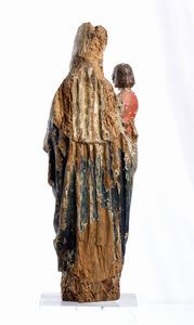 Artista toscano, XIV - XV secolo : Madonna con il Bambino  - Asta Dipinti antichi dal XIV al XIX secolo. Con una selezione di sculture - Associazione Nazionale - Case d'Asta italiane