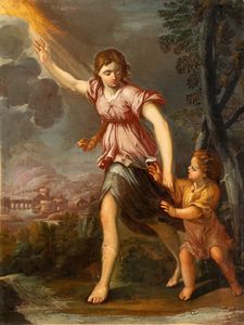 Artista romano, metà XVIII secolo - Tobiolo e l'angelo