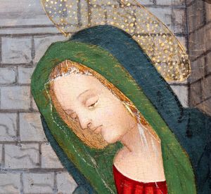 Artista fiorentino, fine XV - inizio XVI secolo : Sacra Famiglia con San Giovannino  - Asta Dipinti antichi dal XIV al XIX secolo. Con una selezione di sculture - Associazione Nazionale - Case d'Asta italiane