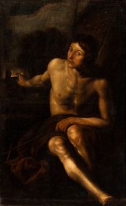 Artista caravaggesco nord-europeo attivo a Roma, prima metà XVII secolo - San Giovanni Battista nel deserto