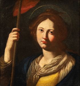 Nicolò De Simone : a) Sant'Agata; b) Santa con vessillo rosso. Coppia di dipinti  - Asta Dipinti antichi dal XIV al XIX secolo. Con una selezione di sculture - Associazione Nazionale - Case d'Asta italiane