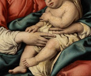 Giovanni Battista Salvi Sassoferrato : Madonna con Bambino  - Asta Dipinti antichi dal XIV al XIX secolo. Con una selezione di sculture - Associazione Nazionale - Case d'Asta italiane