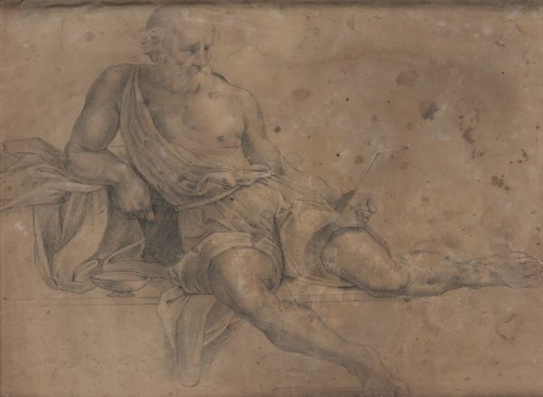 Scuola lombarda del XIX secolo : Studio di Diogene di Sinope dalla Scuola di Atene do Raffaello  - Asta Disegni Antichi - Associazione Nazionale - Case d'Asta italiane