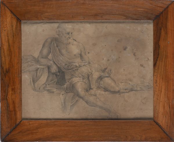 Scuola lombarda del XIX secolo : Studio di Diogene di Sinope dalla Scuola di Atene do Raffaello  - Asta Disegni Antichi - Associazione Nazionale - Case d'Asta italiane