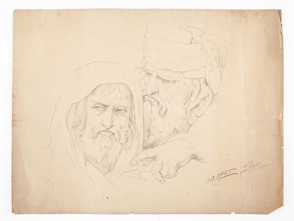 Scuola italiana del XIX secolo : Teste di uomini  - Asta Disegni Antichi - Associazione Nazionale - Case d'Asta italiane