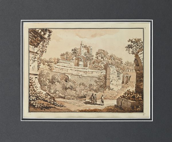 Angelo Uggeri : Avanzi dell'Anfiteatro creduto Marittimo in Villa Adriana  - Asta Disegni Antichi - Associazione Nazionale - Case d'Asta italiane