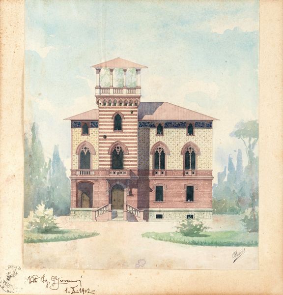 Quadrio Ferruccio Pirani : Progetto per Villino con giardino  - Asta Disegni Antichi - Associazione Nazionale - Case d'Asta italiane