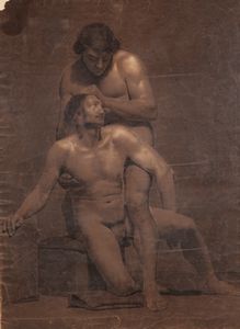 Vincenzo Camuccini, Ambito di : Studio accademico di due nudi maschili  - Asta Disegni Antichi - Associazione Nazionale - Case d'Asta italiane